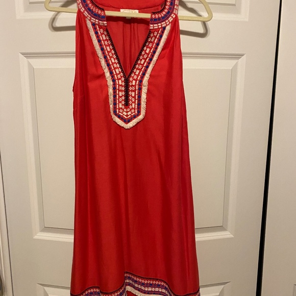 Mud Pie Women's Sleeveless Sundress Dress Sz.L Hot Pink with Blue and Cream Trim - Picture 1 of 16